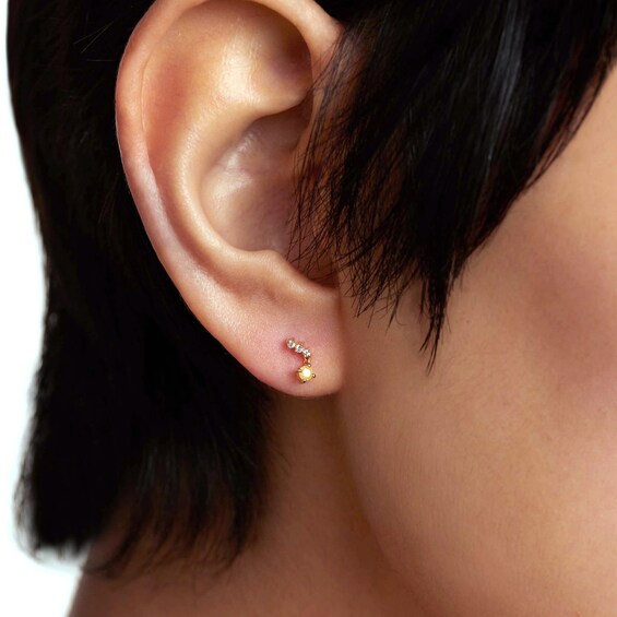 PDPAOLAâ¢ at Zales Yellow and White Cubic Zirconia Stud Earrings in Sterling Silver with 18K Gold Plate