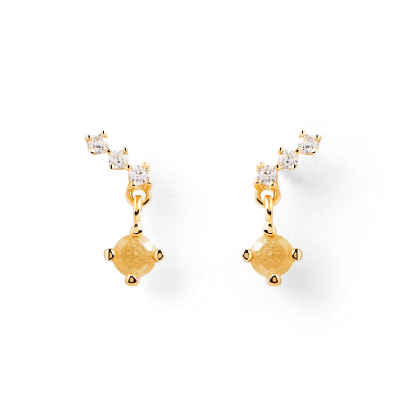 PDPAOLA™ at Zales Yellow and White Cubic Zirconia Stud Earrings in Sterling Silver with 18K Gold Plate