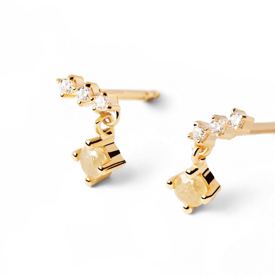 PDPAOLAâ¢ at Zales Yellow and White Cubic Zirconia Stud Earrings in Sterling Silver with 18K Gold Plate