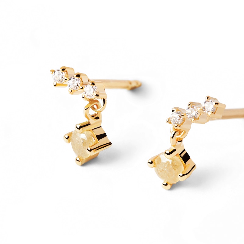 PDPAOLA™ at Zales Yellow and White Cubic Zirconia Stud Earrings in Sterling Silver with 18K Gold Plate