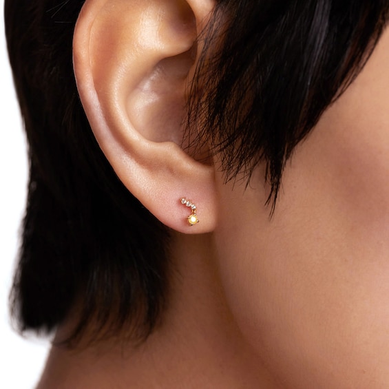 PDPAOLAâ¢ at Zales Yellow and White Cubic Zirconia Stud Earrings in Sterling Silver with 18K Gold Plate