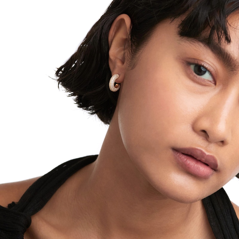 Main Image 2 of PDPAOLA™ at Zales Cubic Zirconia Multi-Row Open Hoop Earrings in Sterling Silver with 18K Gold Plate
