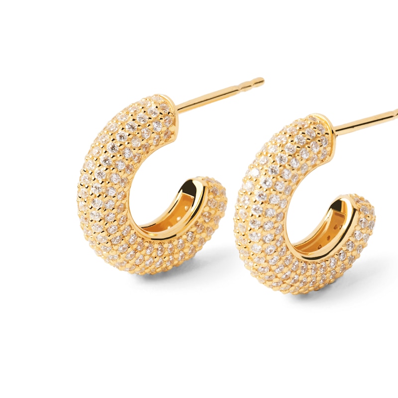 Main Image 5 of PDPAOLA™ at Zales Cubic Zirconia Multi-Row Open Hoop Earrings in Sterling Silver with 18K Gold Plate