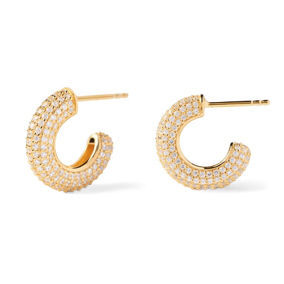 PDPAOLAâ¢ at Zales Cubic Zirconia Multi-Row Open Hoop Earrings in Sterling Silver with 18K Gold Plate