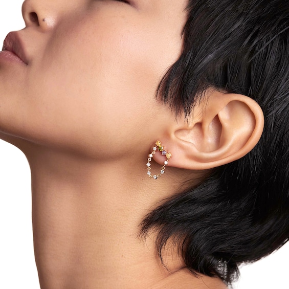 PDPAOLAâ¢ at Zales Labradorite and Cubic Zirconia Chain Drop Earrings in Sterling Silver with 18K Gold Plate