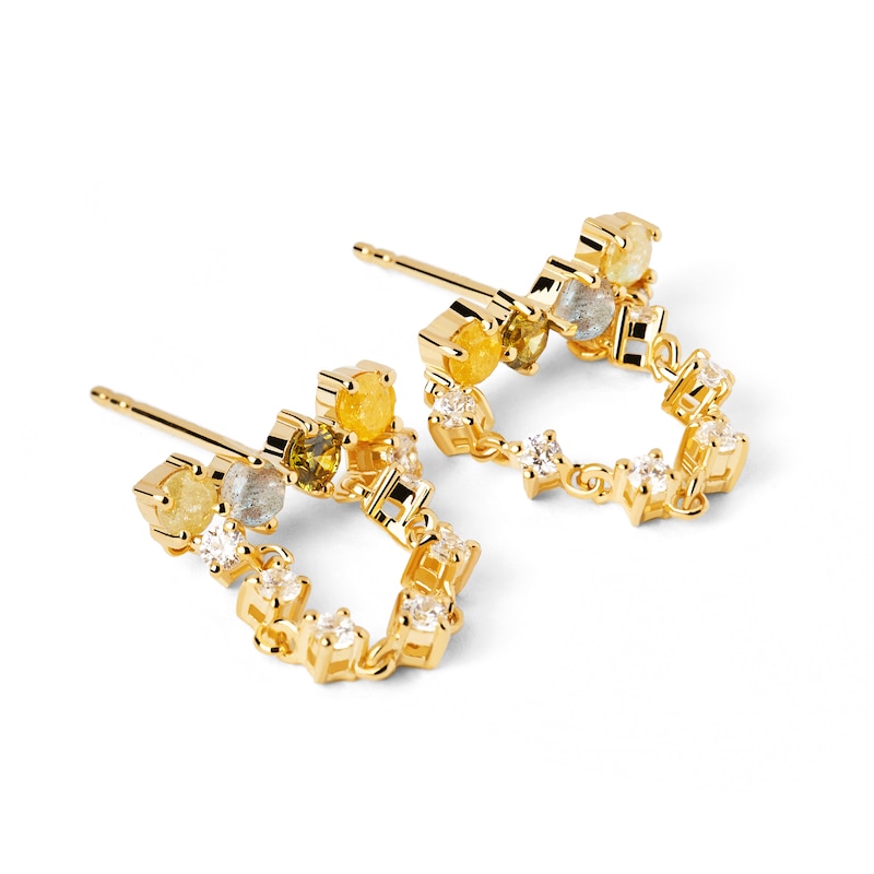 Main Image 3 of PDPAOLA™ at Zales Labradorite and Cubic Zirconia Chain Drop Earrings in Sterling Silver with 18K Gold Plate