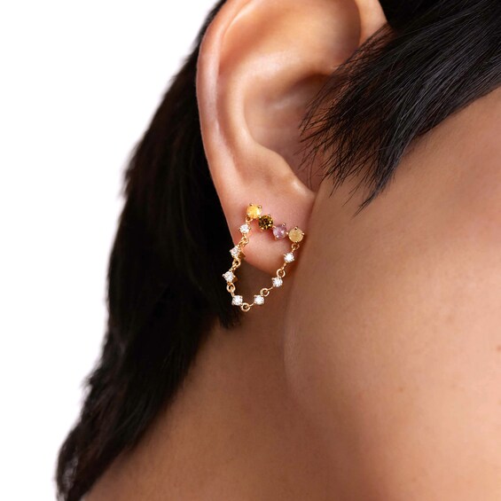 PDPAOLAâ¢ at Zales Labradorite and Cubic Zirconia Chain Drop Earrings in Sterling Silver with 18K Gold Plate