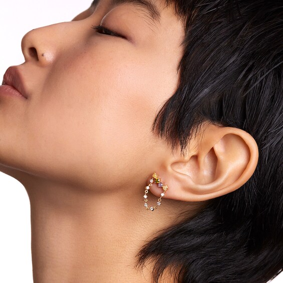 PDPAOLAâ¢ at Zales Labradorite and Cubic Zirconia Chain Drop Earrings in Sterling Silver with 18K Gold Plate