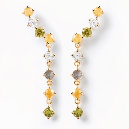 PDPAOLA™ at Zales Labradorite and Multi-Color Cubic Zirconia Drop Earrings in Sterling Silver with 18K Gold Plate