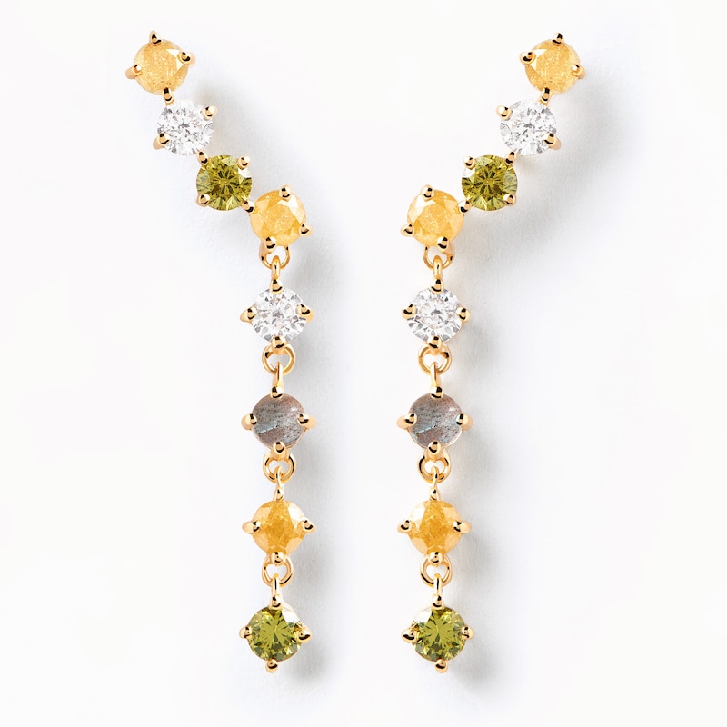 Main Image 1 of PDPAOLA™ at Zales Labradorite and Multi-Color Cubic Zirconia Drop Earrings in Sterling Silver with 18K Gold Plate