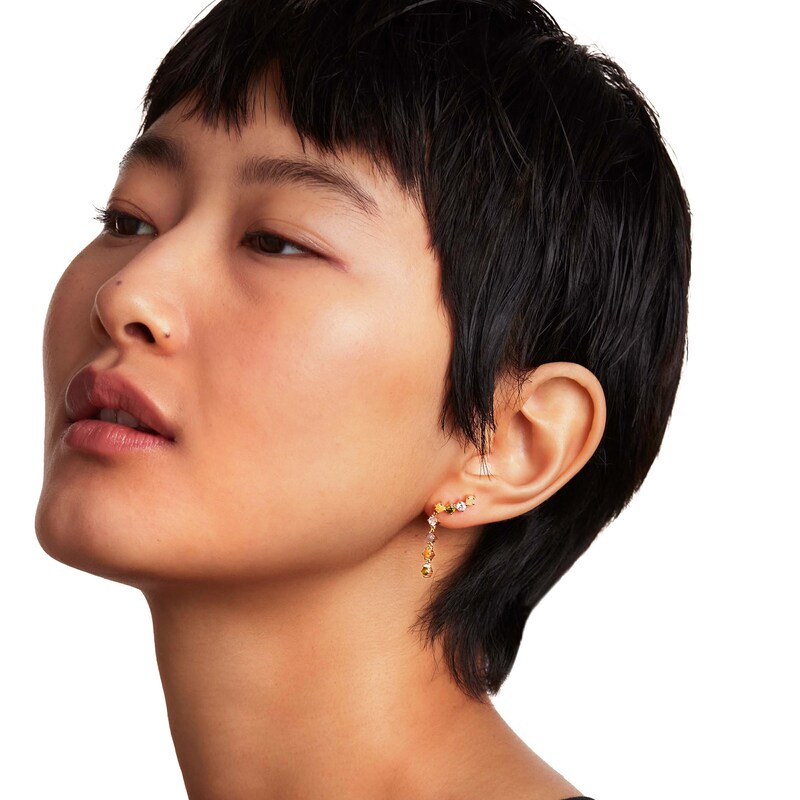 Main Image 2 of PDPAOLA™ at Zales Labradorite and Multi-Color Cubic Zirconia Drop Earrings in Sterling Silver with 18K Gold Plate