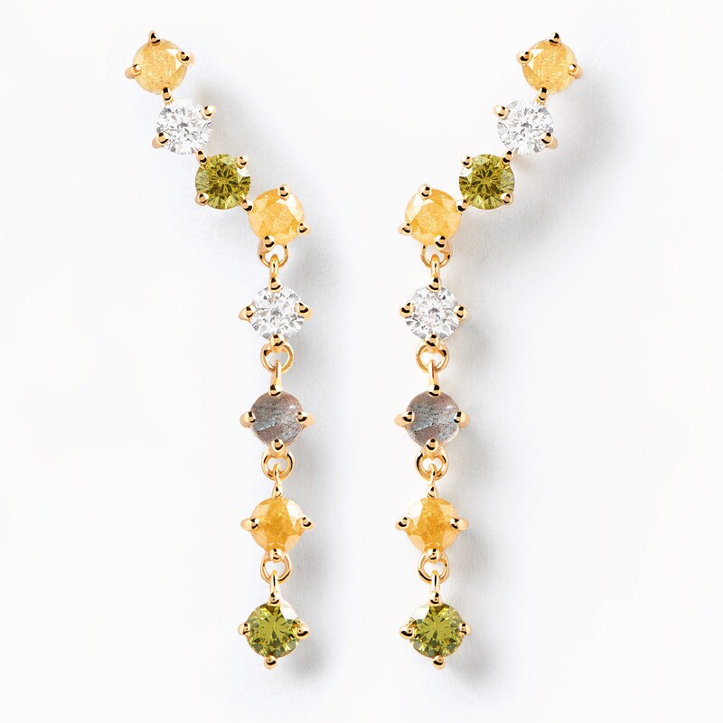 Main Image 3 of PDPAOLA™ at Zales Labradorite and Multi-Color Cubic Zirconia Drop Earrings in Sterling Silver with 18K Gold Plate