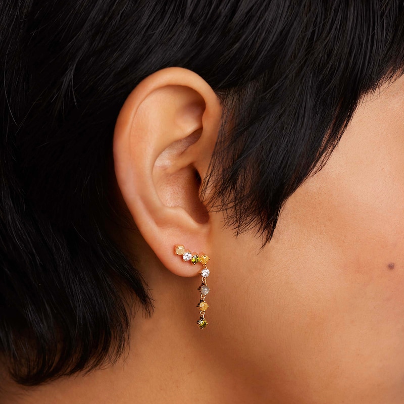 Main Image 4 of PDPAOLA™ at Zales Labradorite and Multi-Color Cubic Zirconia Drop Earrings in Sterling Silver with 18K Gold Plate