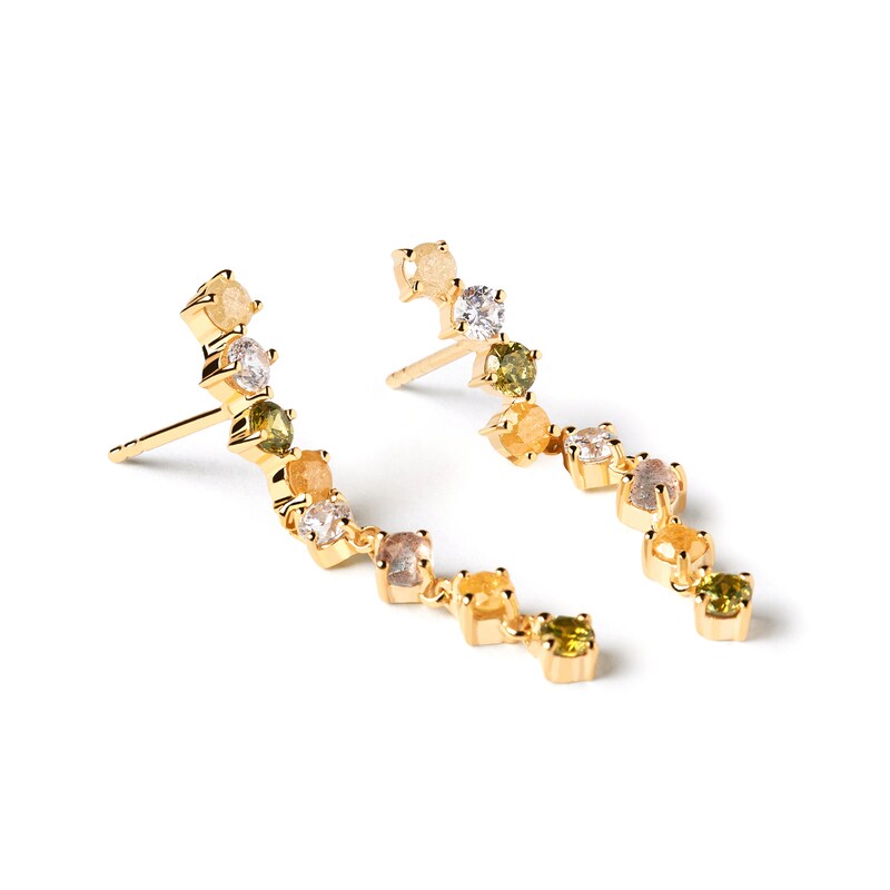 PDPAOLA™ at Zales Labradorite and Multi-Color Cubic Zirconia Drop Earrings in Sterling Silver with 18K Gold Plate