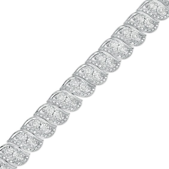 1 CT. T.w. Diamond Swirl Line Bracelet in Sterling Silver – 7.25"