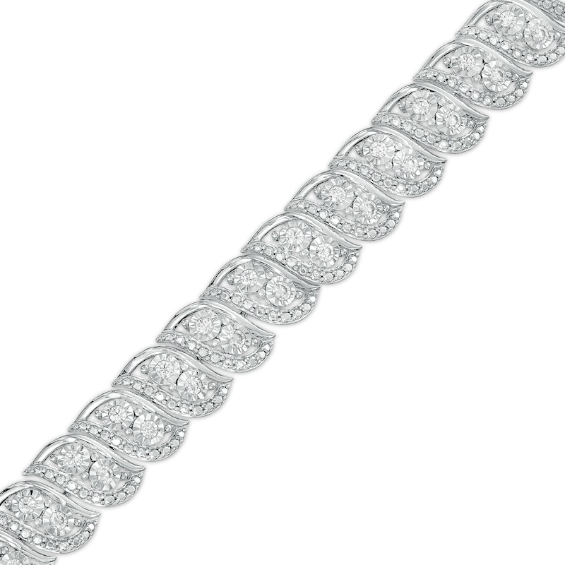 Main Image 1 of 1 CT. T.W. Diamond Swirl Line Bracelet in Sterling Silver – 7.25"