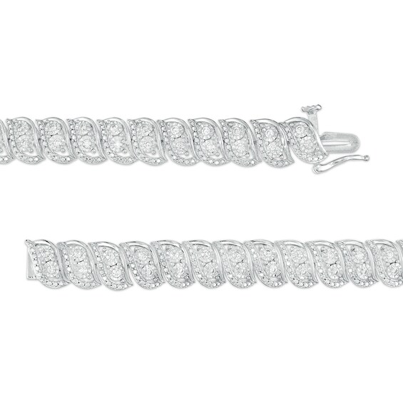 1 CT. T.w. Diamond Swirl Line Bracelet in Sterling Silver – 7.25"