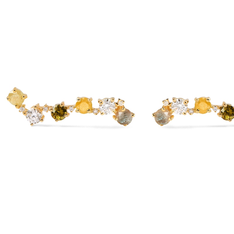 PDPAOLA™ at Zales Labradorite and Cubic Zirconia Crawler Earrings in Sterling Silver with 18K Gold Plate