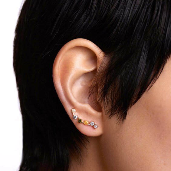 PDPAOLAâ¢ at Zales Labradorite and Cubic Zirconia Crawler Earrings in Sterling Silver with 18K Gold Plate