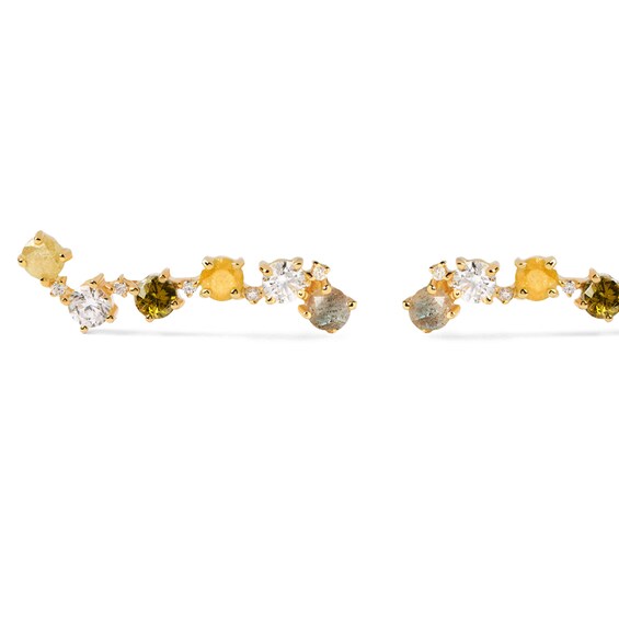 PDPAOLAâ¢ at Zales Labradorite and Cubic Zirconia Crawler Earrings in Sterling Silver with 18K Gold Plate