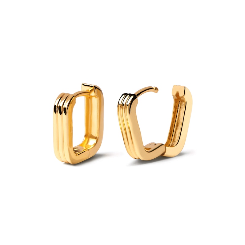 Main Image 1 of PDPAOLA™ at Zales Ribbed U-Hoop Earrings in Sterling Silver with 18K Gold Plate