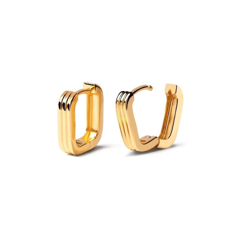 PDPAOLA™ at Zales Ribbed U-Hoop Earrings in Sterling Silver with 18K Gold Plate