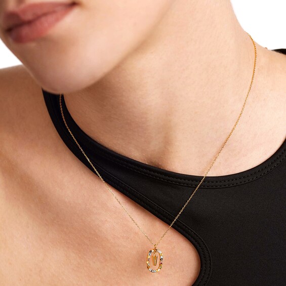 PDPAOLAâ¢ at Zales Multi-Color "V" Pendant in Sterling Silver with 18K Gold Plate