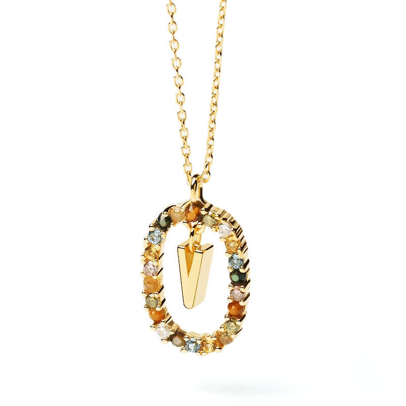 Main Image 6 of PDPAOLA™ at Zales Multi-Color "V" Pendant in Sterling Silver with 18K Gold Plate