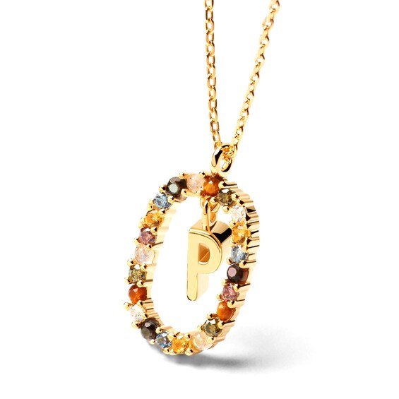 PDPAOLAâ¢ at Zales Multi-Color "P" Pendant in Sterling Silver with 18K Gold Plate
