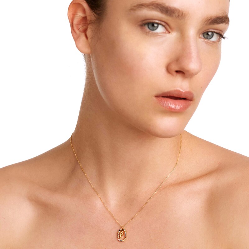 Main Image 4 of PDPAOLA™ at Zales Multi-Color "P" Pendant in Sterling Silver with 18K Gold Plate