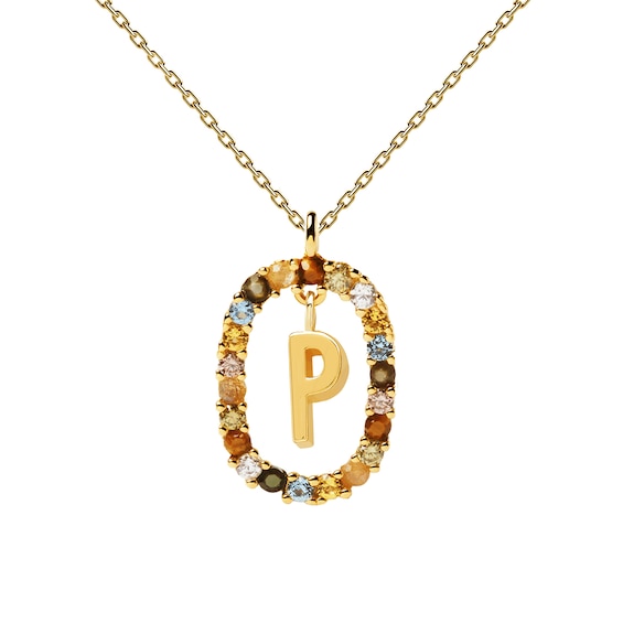 PDPAOLAâ¢ at Zales Multi-Color "P" Pendant in Sterling Silver with 18K Gold Plate