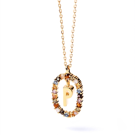 PDPAOLAâ¢ at Zales Multi-Color "P" Pendant in Sterling Silver with 18K Gold Plate