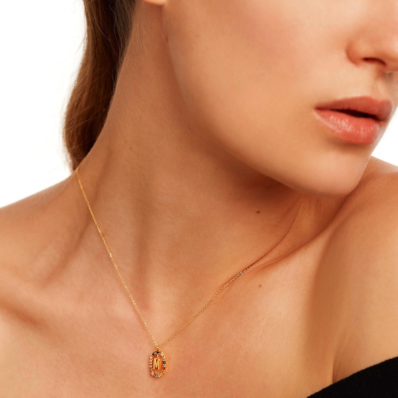 PDPAOLA™ at Zales Multi-Color "M" Pendant in Sterling Silver with 18K Gold Plate