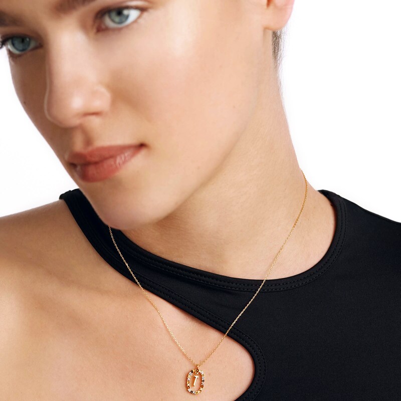 Main Image 2 of PDPAOLA™ at Zales Multi-Color "T" Pendant in Sterling Silver with 18K Gold Plate
