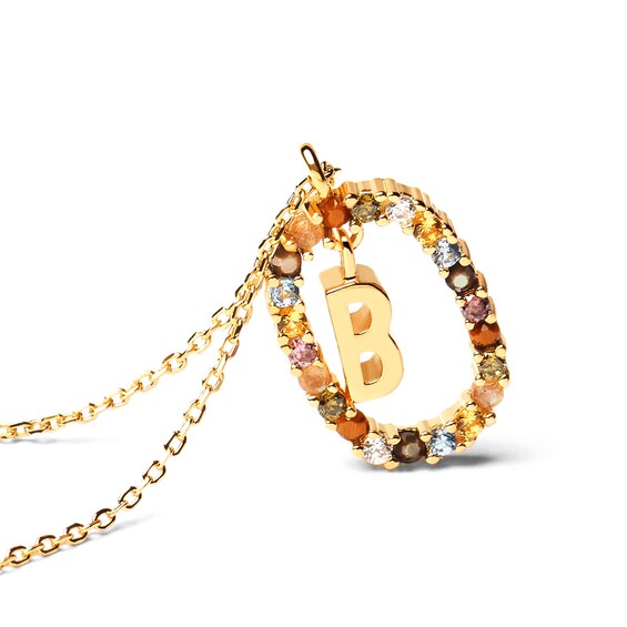 PDPAOLAâ¢ at Zales Multi-Color "B" Pendant in Sterling Silver with 18K Gold Plate
