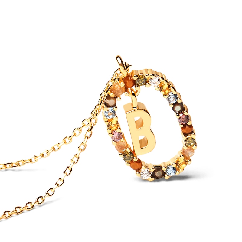 PDPAOLA™ at Zales Multi-Color "B" Pendant in Sterling Silver with 18K Gold Plate