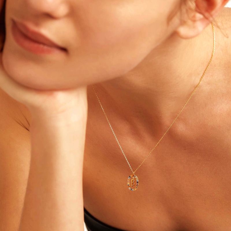 PDPAOLA™ at Zales Multi-Color "B" Pendant in Sterling Silver with 18K Gold Plate