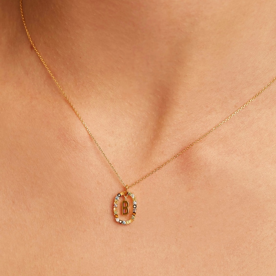 PDPAOLAâ¢ at Zales Multi-Color "B" Pendant in Sterling Silver with 18K Gold Plate