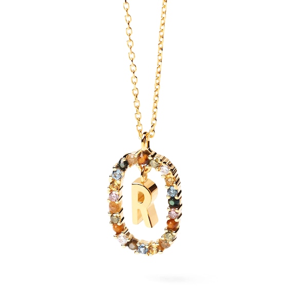 PDPAOLA⢠at Zales Multi-Color "R" Pendant in Sterling Silver with 18K Gold Plate