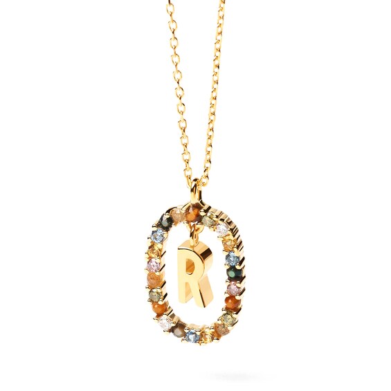 PDPAOLAâ¢ at Zales Multi-Color "R" Pendant in Sterling Silver with 18K Gold Plate