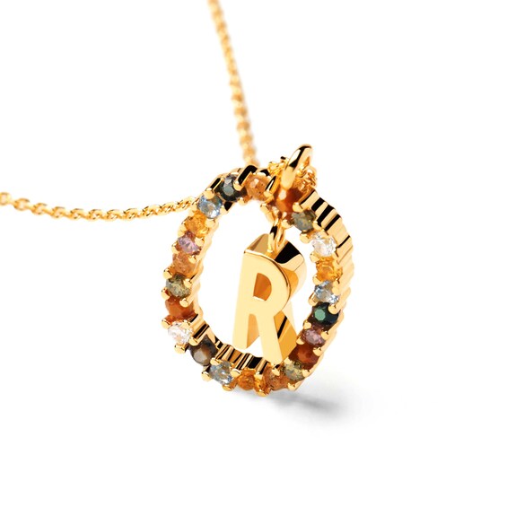PDPAOLAâ¢ at Zales Multi-Color "R" Pendant in Sterling Silver with 18K Gold Plate