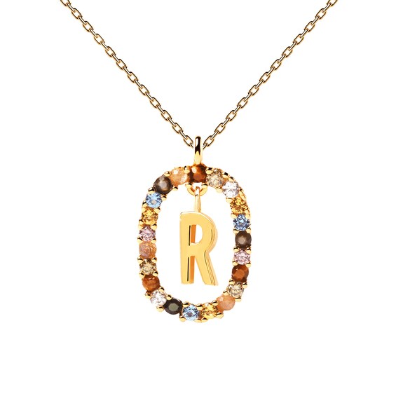 PDPAOLAâ¢ at Zales Multi-Color "R" Pendant in Sterling Silver with 18K Gold Plate