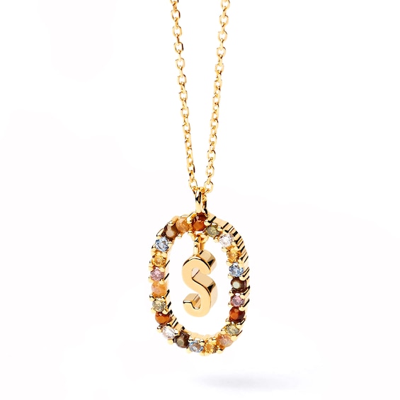 PDPAOLA⢠at Zales Multi-Color "S" Pendant in Sterling Silver with 18K Gold Plate