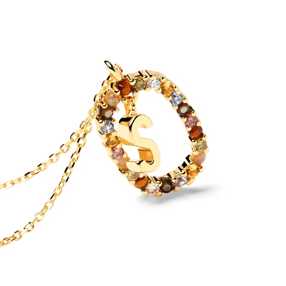 PDPAOLAâ¢ at Zales Multi-Color "S" Pendant in Sterling Silver with 18K Gold Plate