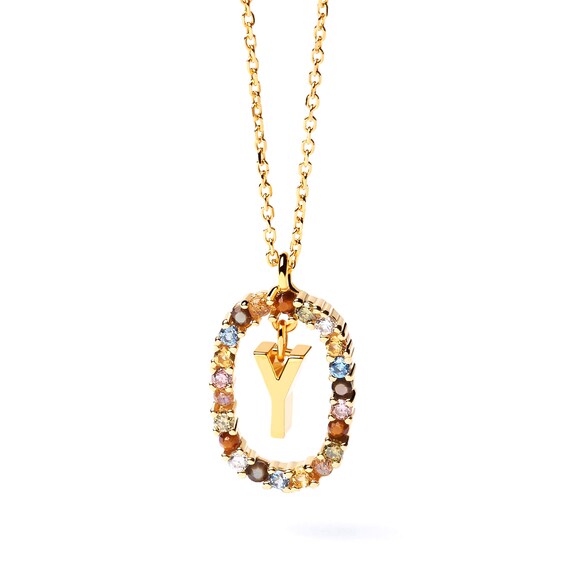 PDPAOLAâ¢ at Zales Multi-Color "Y" Pendant in Sterling Silver with 18K Gold Plate