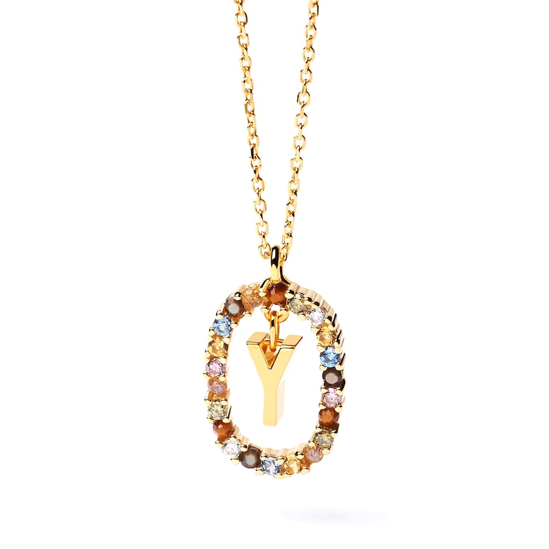 Main Image 1 of PDPAOLA™ at Zales Multi-Color "Y" Pendant in Sterling Silver with 18K Gold Plate