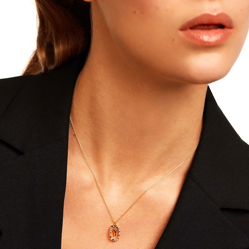 PDPAOLA™ at Zales Multi-Color "Y" Pendant in Sterling Silver with 18K Gold Plate