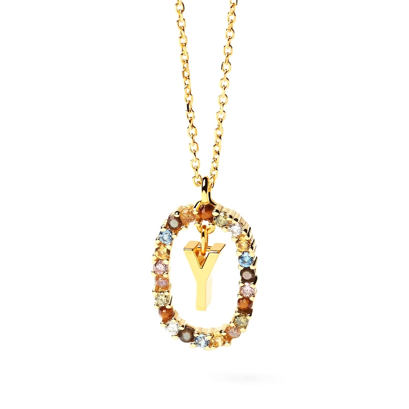 Main Image 3 of PDPAOLA™ at Zales Multi-Color "Y" Pendant in Sterling Silver with 18K Gold Plate