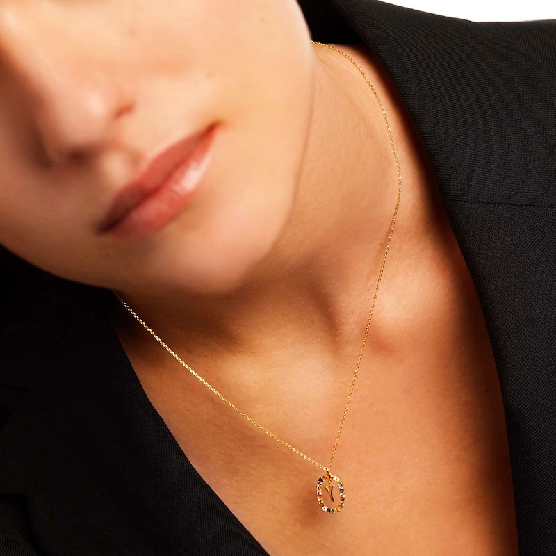 PDPAOLA™ at Zales Multi-Color "Y" Pendant in Sterling Silver with 18K Gold Plate