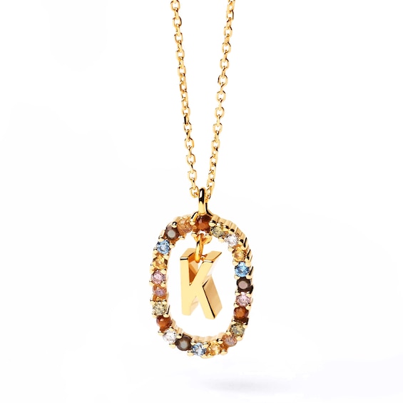 PDPAOLAâ¢ at Zales Multi-Color "K" Pendant in Sterling Silver with 18K Gold Plate